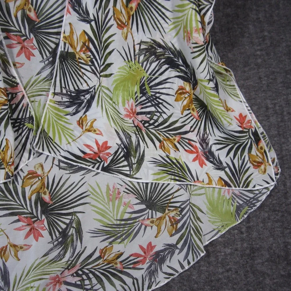 Emory Park Shawl Cover Up Womens M Green Tropical Kimono Hawaiian Boho Coastal‎